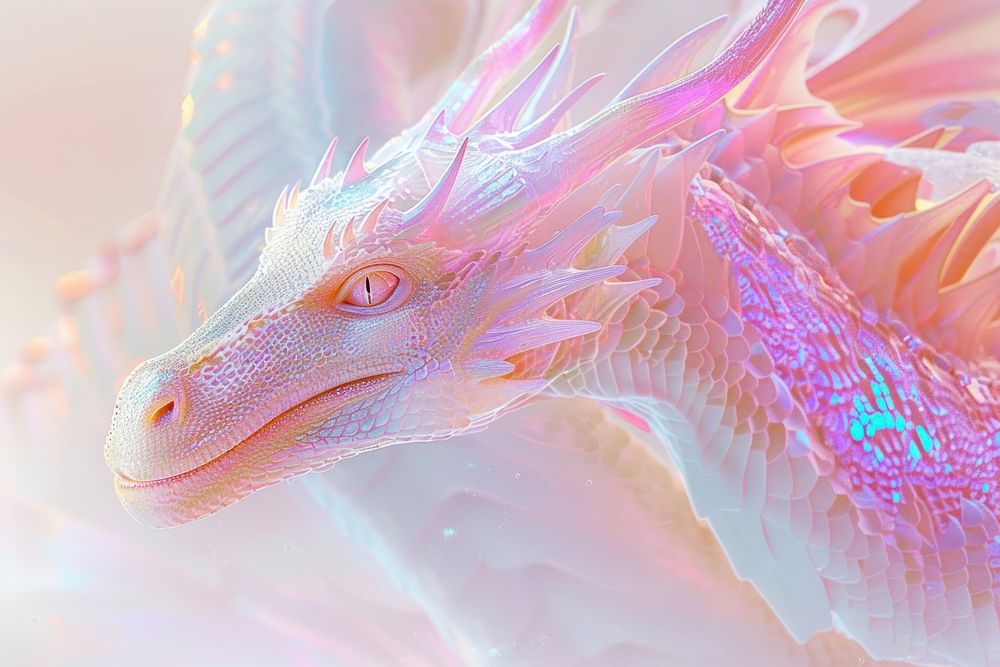 Dragon holography animal purple nature.