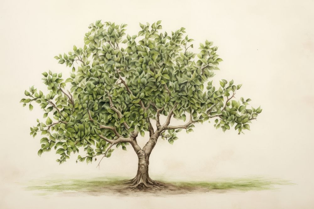 Apple tree drawing sketch plant.