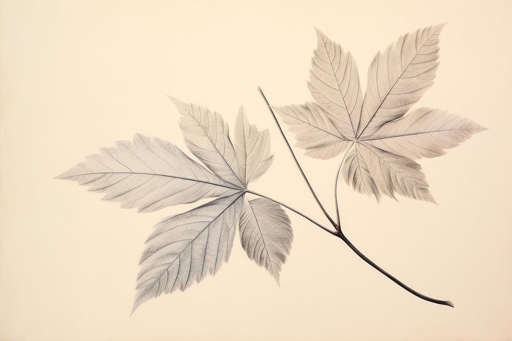 Aralia leaf drawing sketch plant.