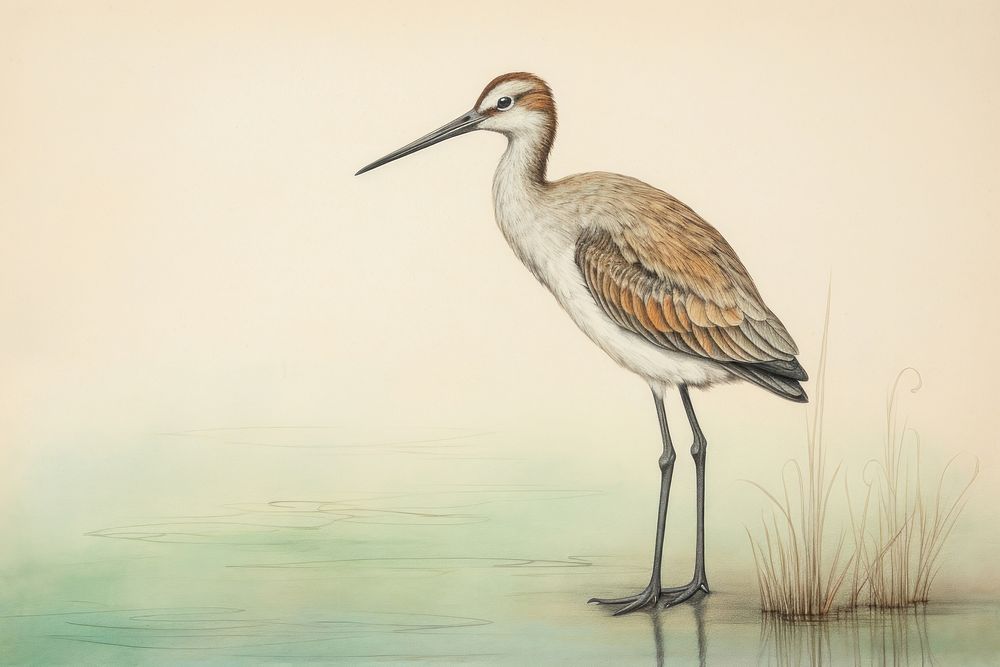 Avocet drawing animal sketch.