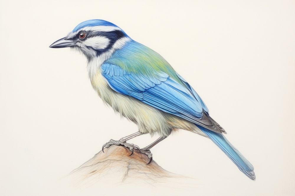 Blue pitta drawing animal sketch.