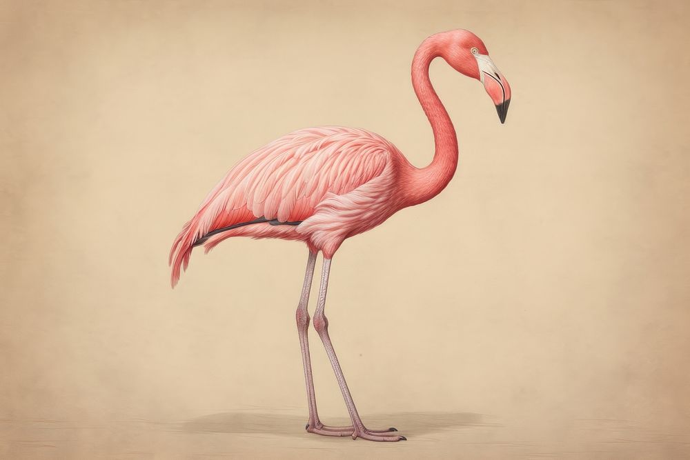 Flamingo drawing animal sketch.