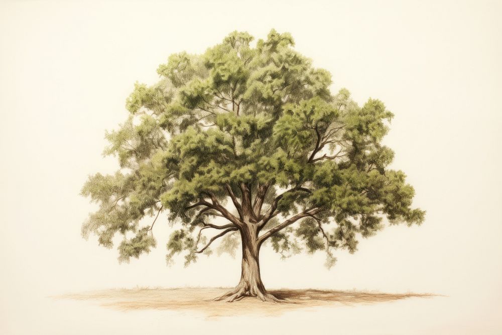 Oak tree drawing sketch plant.