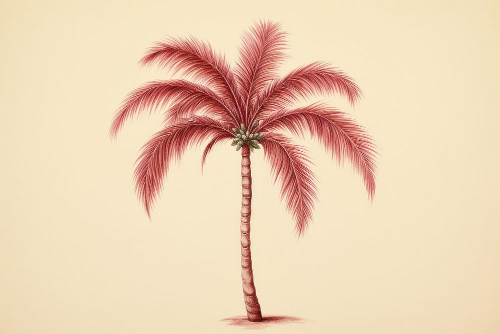 Palm tree sketch plant red.