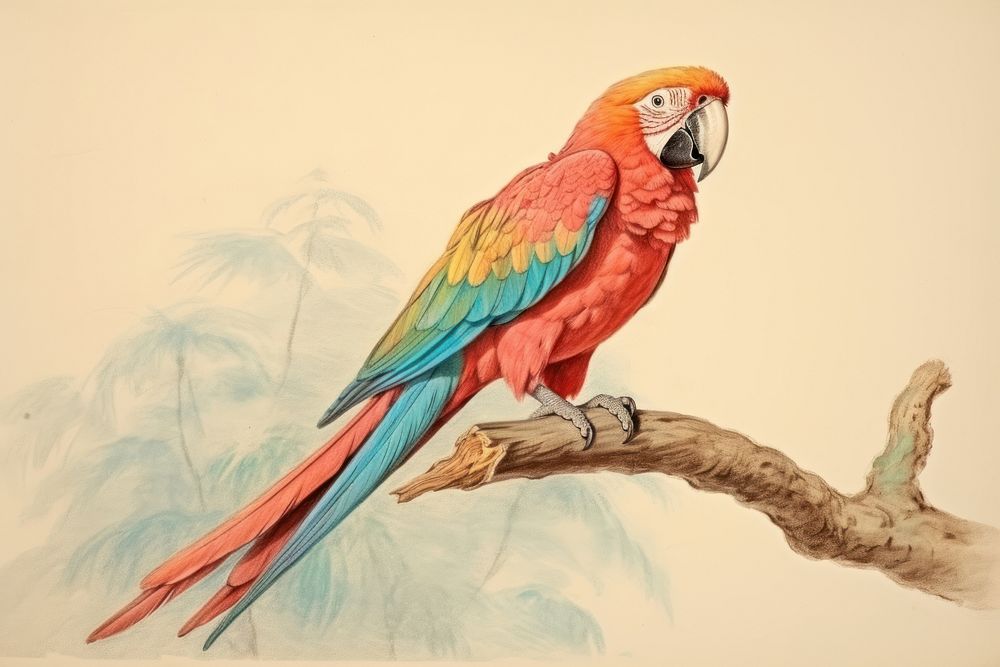 Parrot drawing animal sketch.