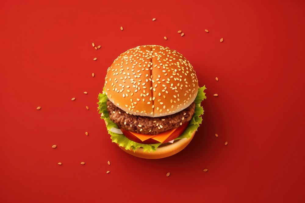 Burger sesame food hamburger.