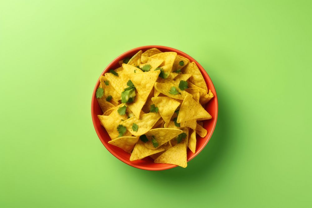 Bowl of nachos food snack vegetable.
