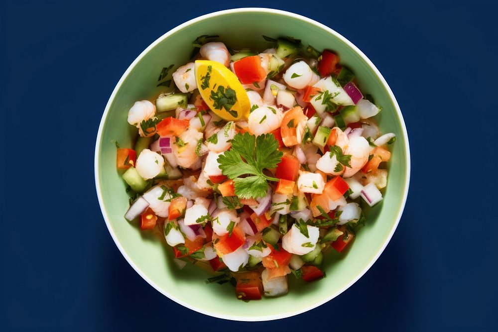 Ceviche plate food vegetable.