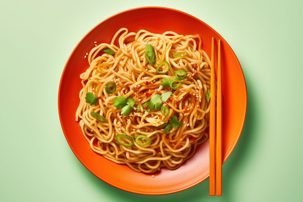 Chinese dish food chopsticks noodle.