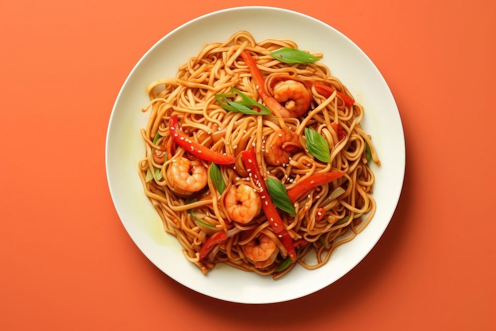 Chinese dish food spaghetti noodle.