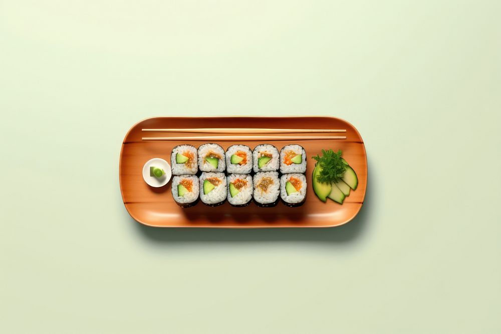 Gimbap food sushi plate.