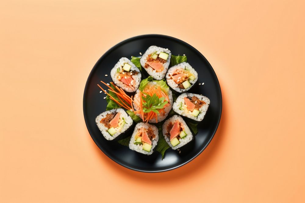 Gimbap food sushi plate.