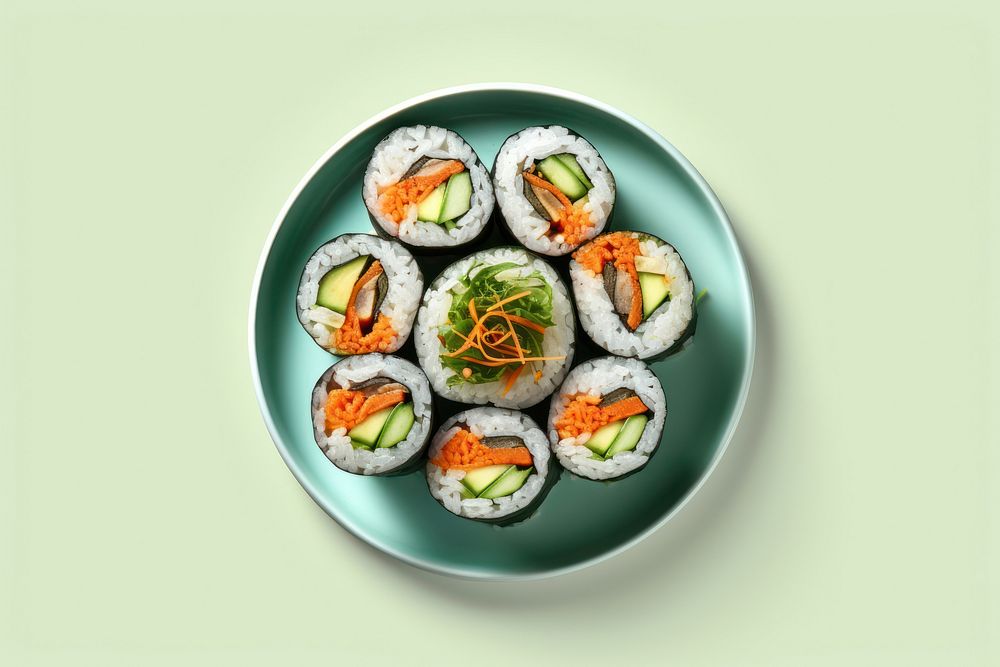 Gimbap food sushi plate.