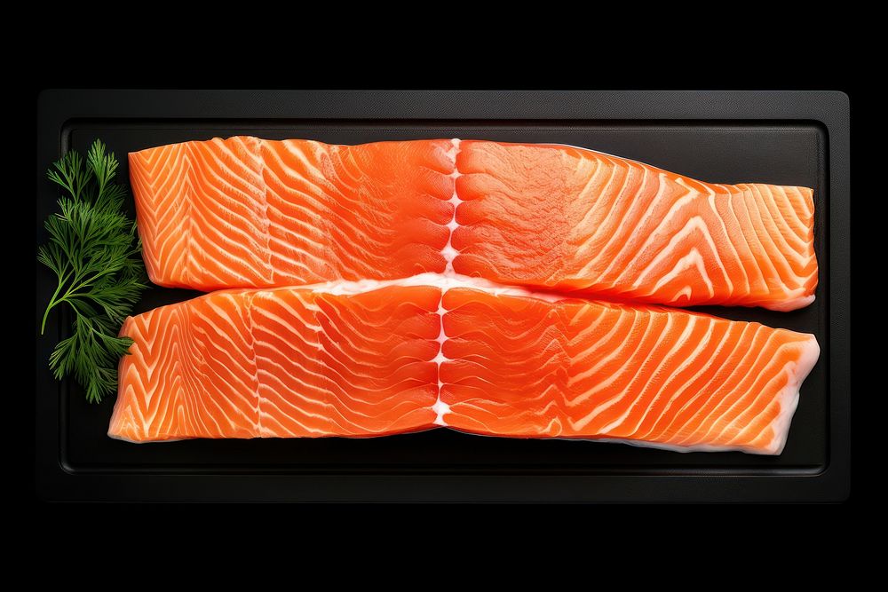 Salmon salmon seafood vegetable.