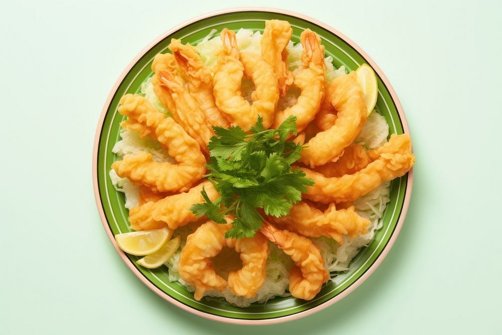 Tempura dish seafood plate.