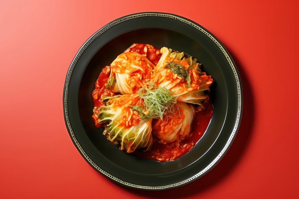 Kimchi vegetable plate food.