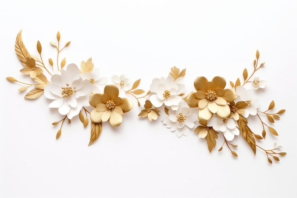 Gold flower floral border jewelry pattern plant.