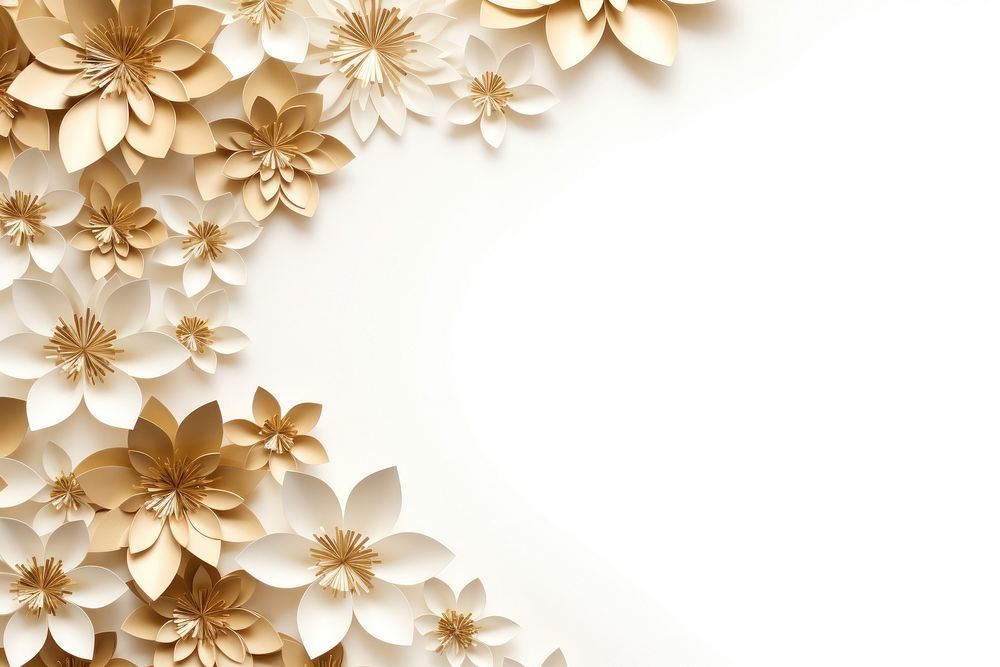 Gold flower floral border backgrounds pattern white.