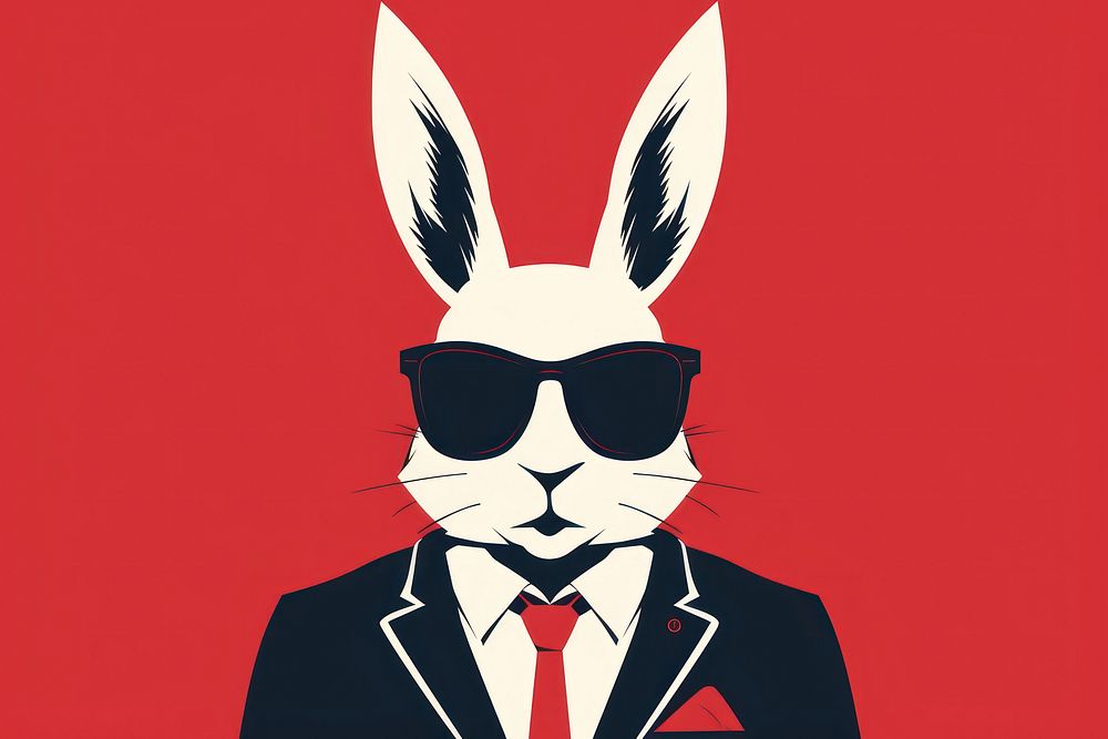 Bunny sunglasses portrait cartoon.
