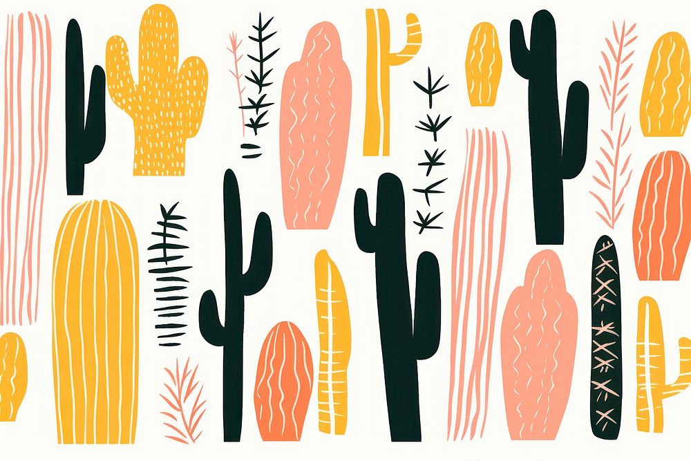 Cactus cute pattern plant line.