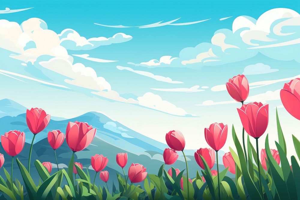 Tulip hills landscape outdoors blossom.