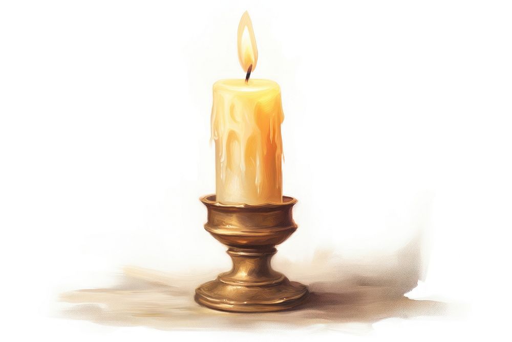 Candle white background illuminated candlestick.