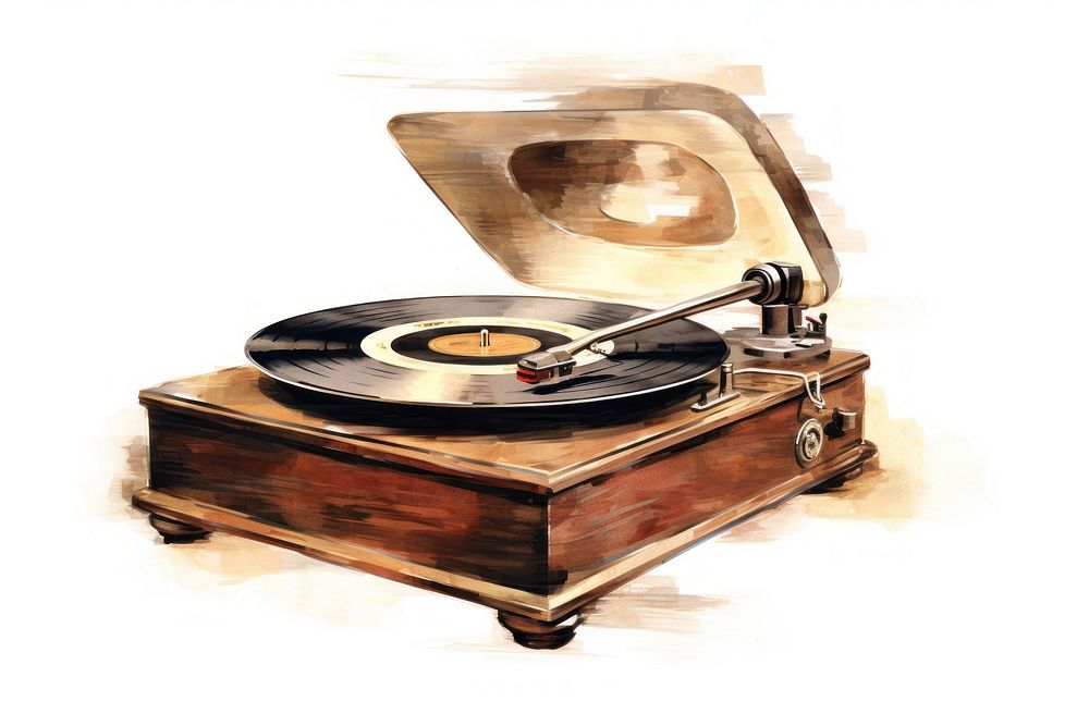 Phonograph record white background electronics gramophone.
