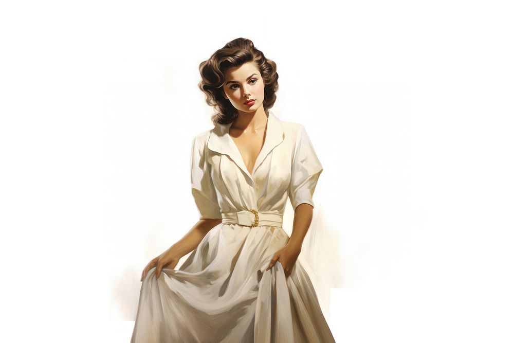 Woman wear vintage dress fashion adult women.
