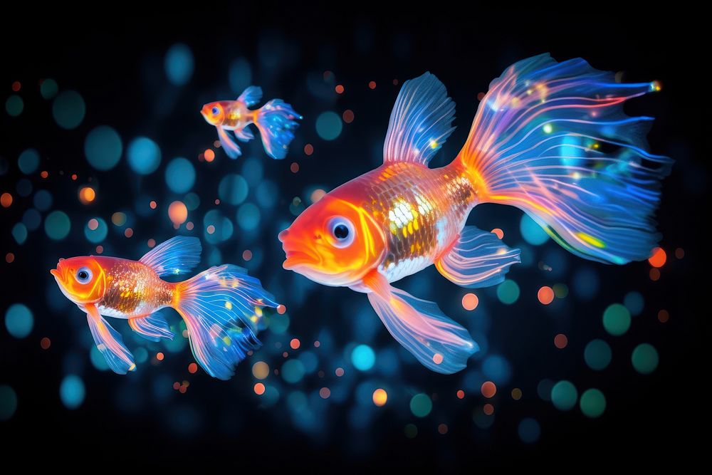 Goldfishs underwater glowing animal.