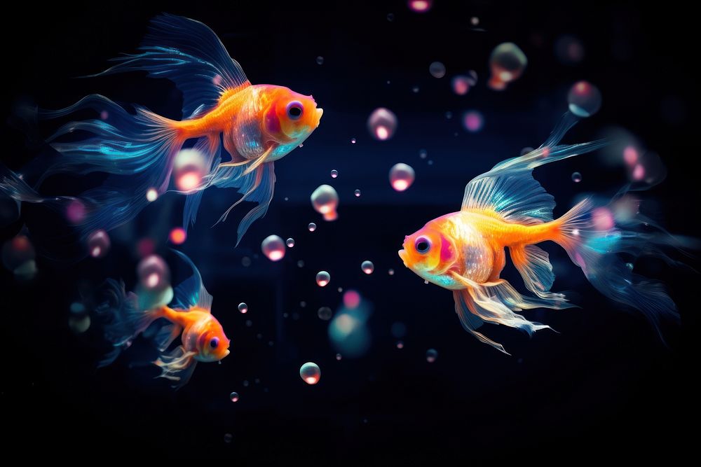 Goldfishs underwater glowing animal.