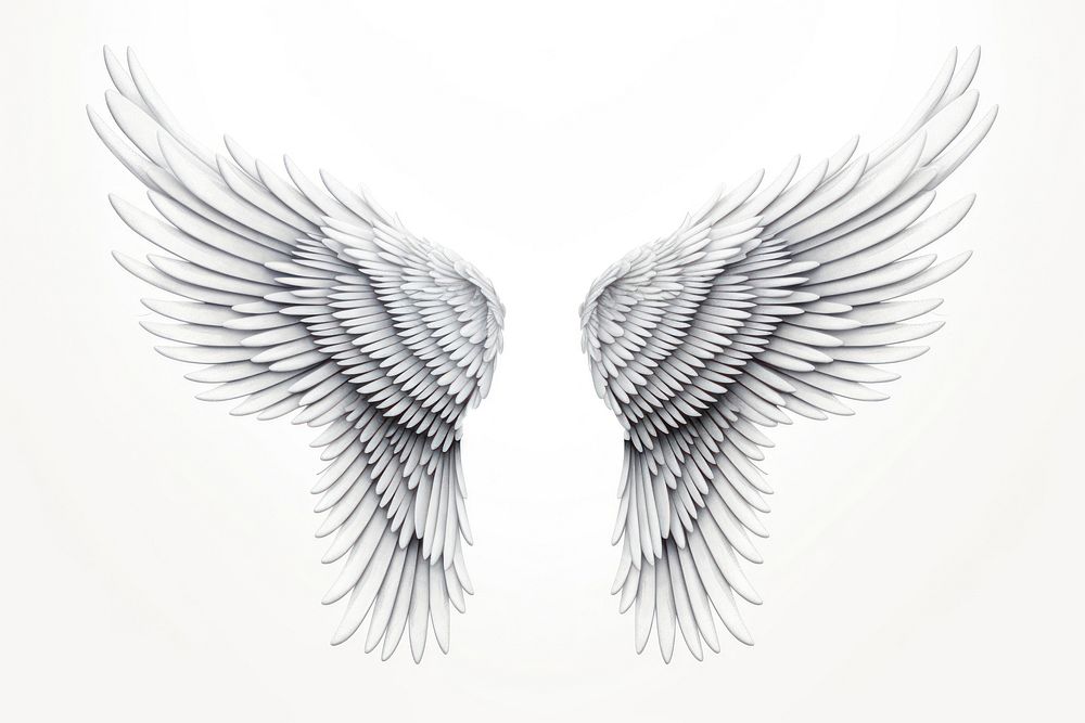 Wings drawing sketch white.
