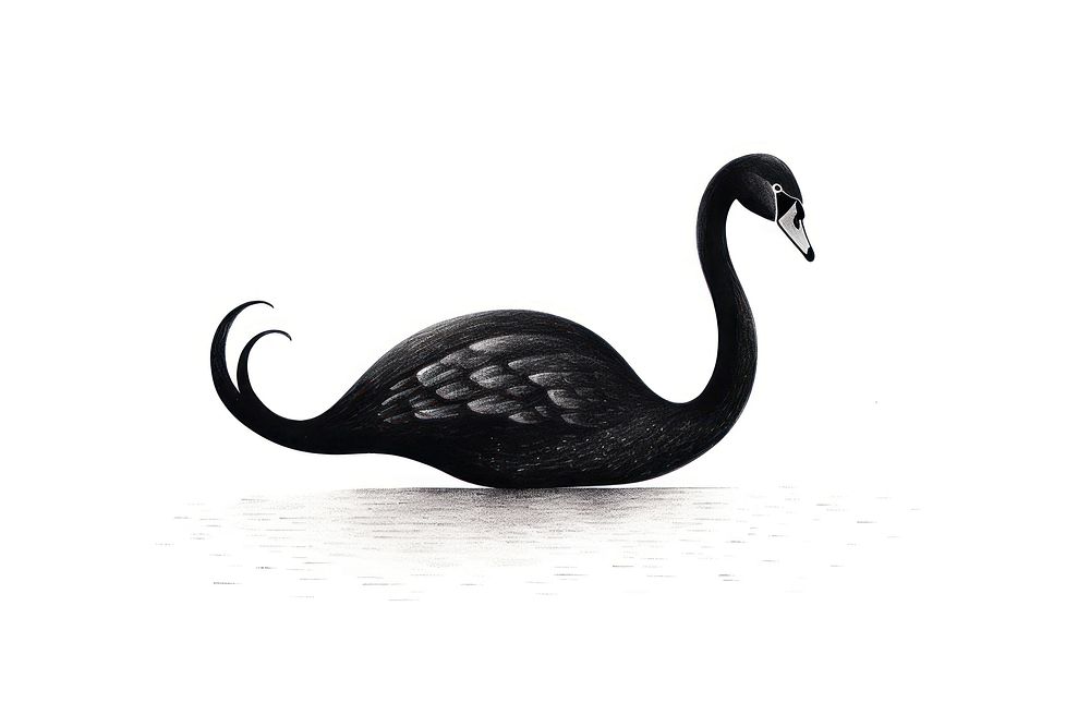 Black swan animal bird white background.