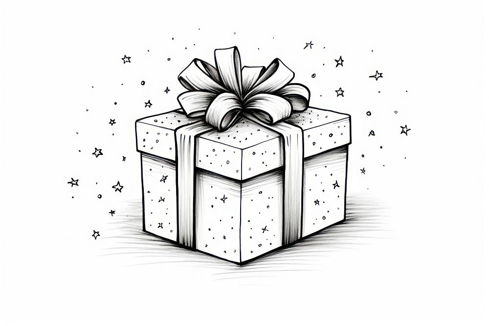 Gift box gift drawing line.
