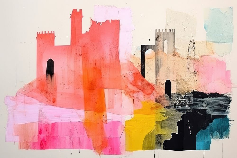 Castle art painting collage.