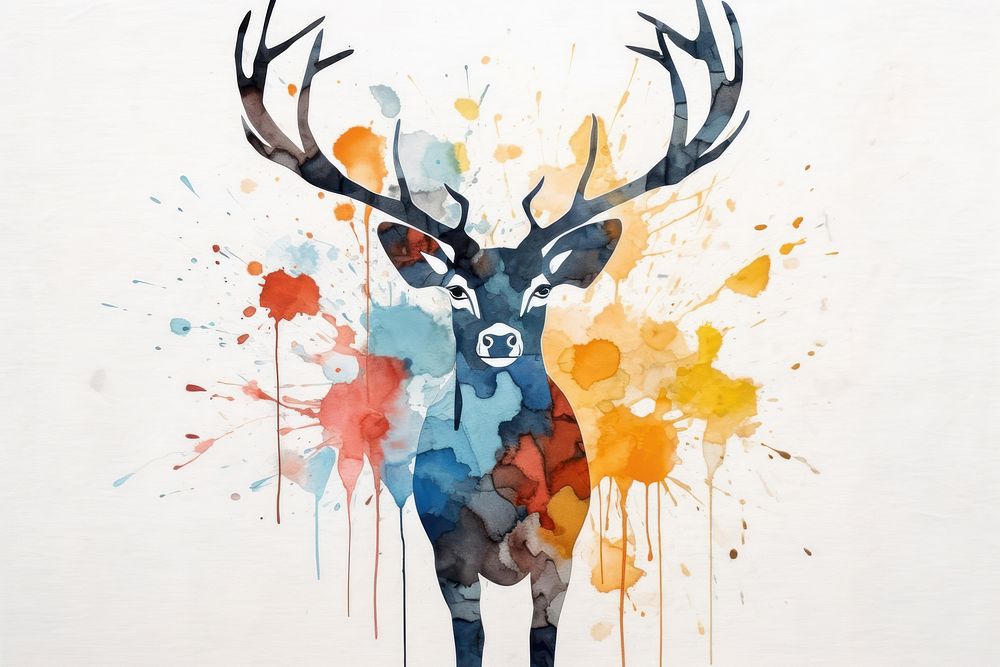 Deer art painting antler.