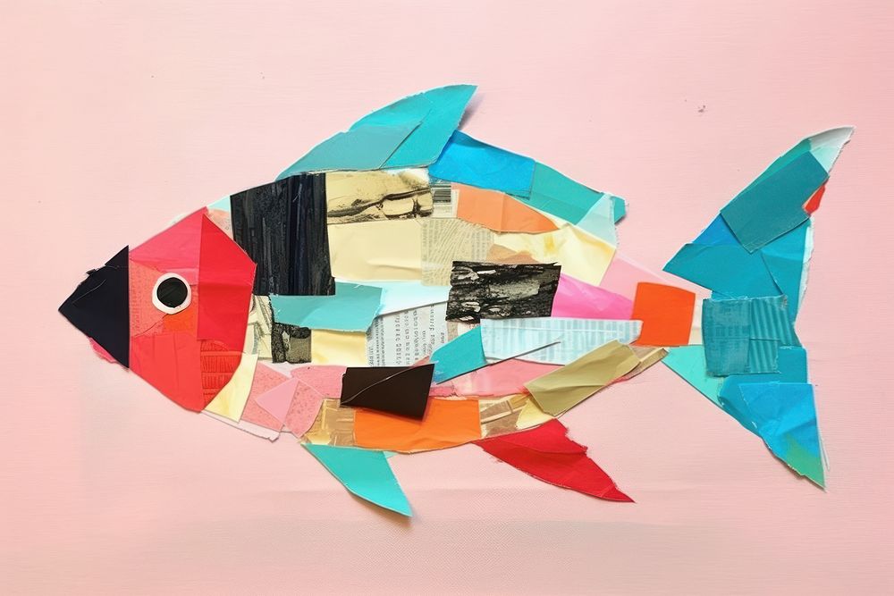 Fish art collage paper.