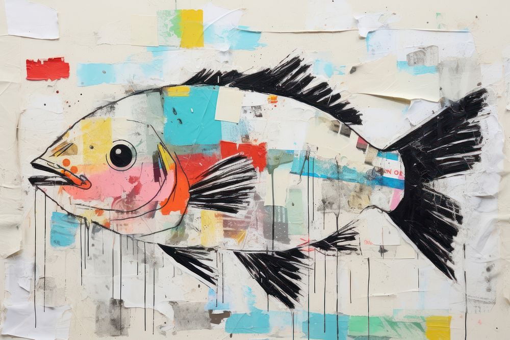 Fish art painting collage.