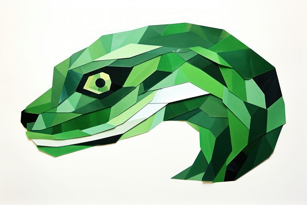 Green snake paper art representation.
