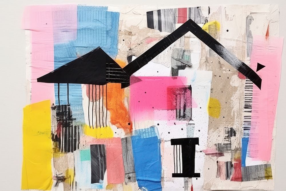 House collage art abstract.