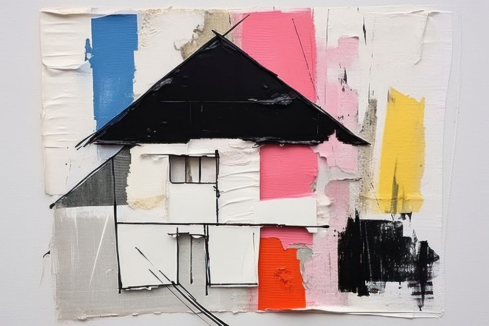 House collage art painting.