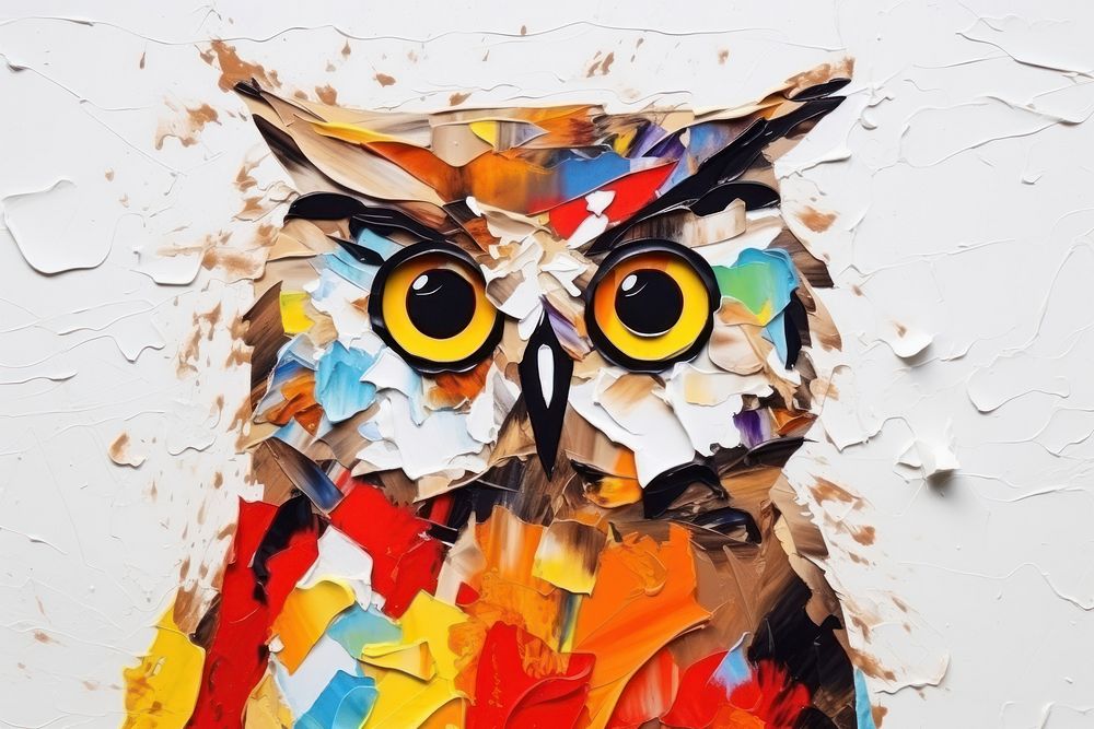 Owl art painting anthropomorphic.