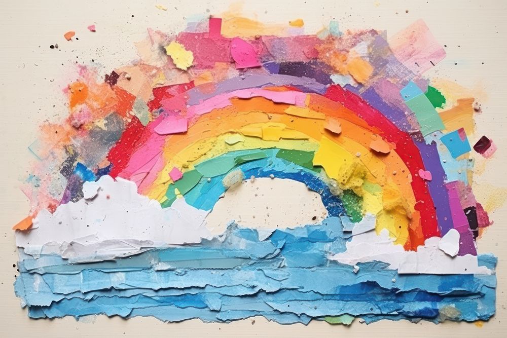 Rainbow art painting paper.