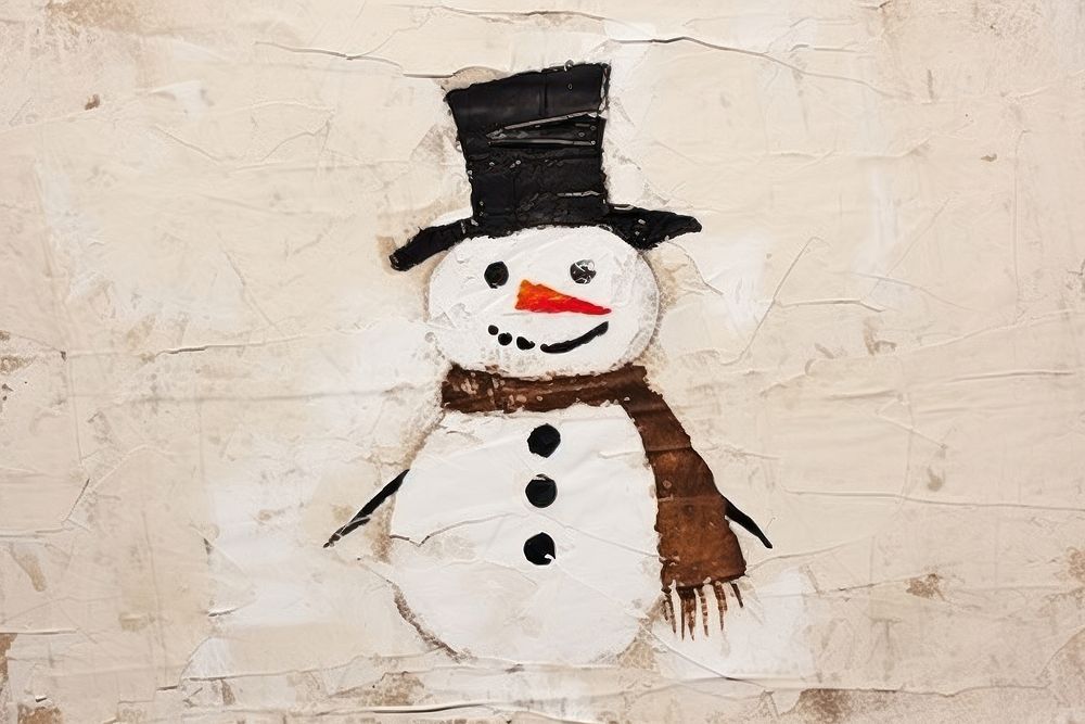 Snowman winter art anthropomorphic.
