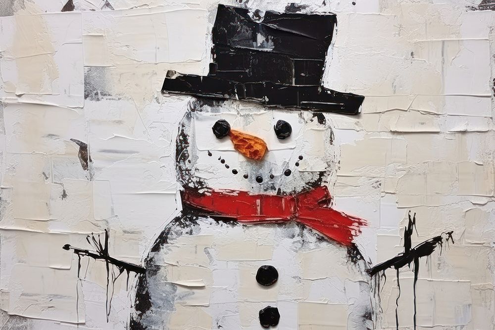 Snowman winter art anthropomorphic.