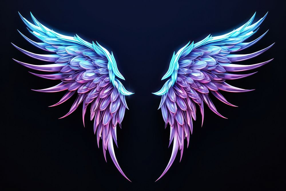 Neon angel wings pattern illuminated accessories.