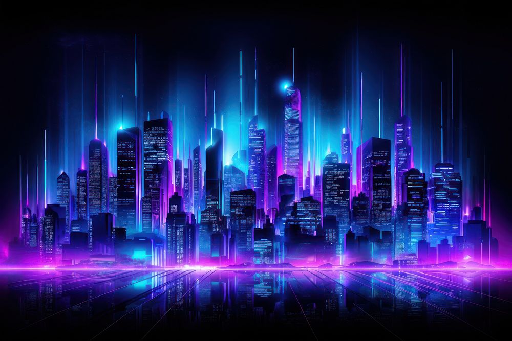 Neon city tunder light architecture | Premium Photo Illustration - rawpixel