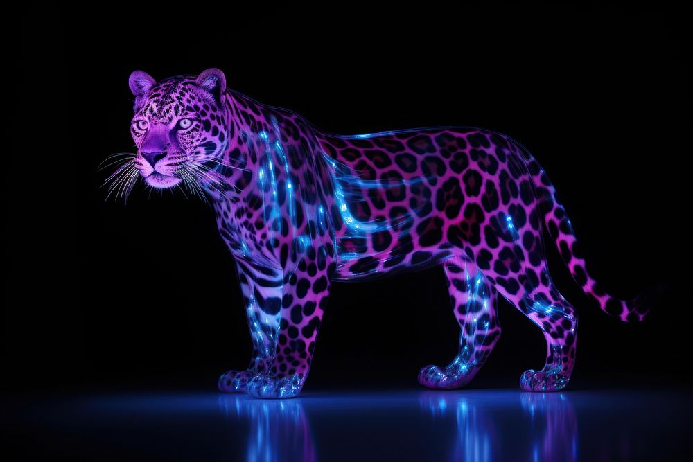 Neon full body leopard wildlife animal mammal.