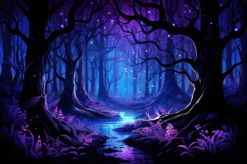 Neon forest landscape woodland outdoors.