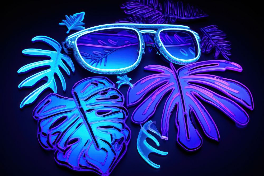 Neon summer light glasses accessories.