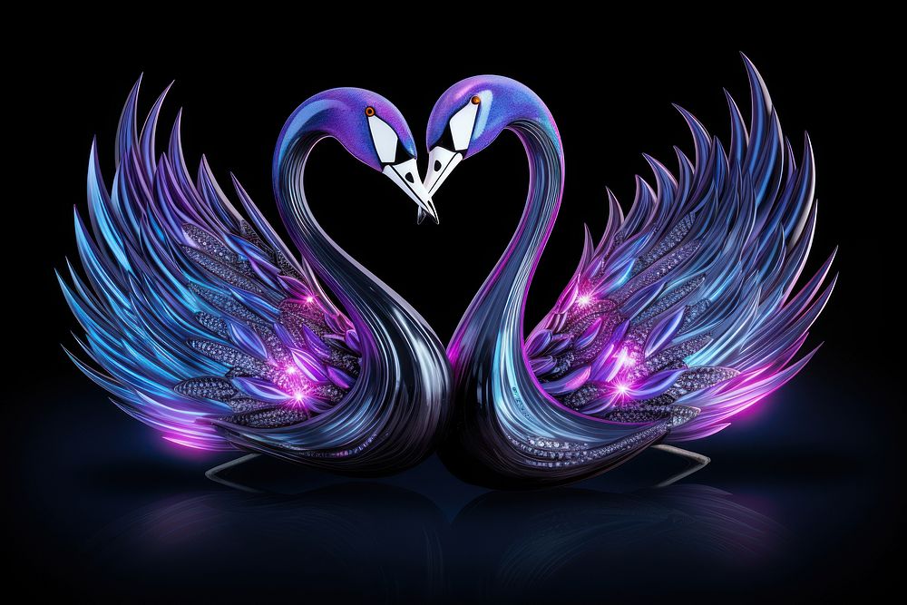 Neon swan couple illuminated accessories creativity.